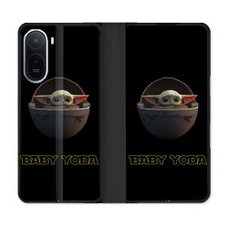 Housse Cuir Portefeuille Pour Xiaomi Redmi A7 Pro Star Wars - Yoda bebe noir