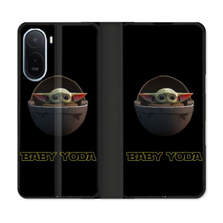 Housse Cuir Portefeuille Pour Xiaomi Redmi A7 Pro Star Wars - Yoda bebe noir