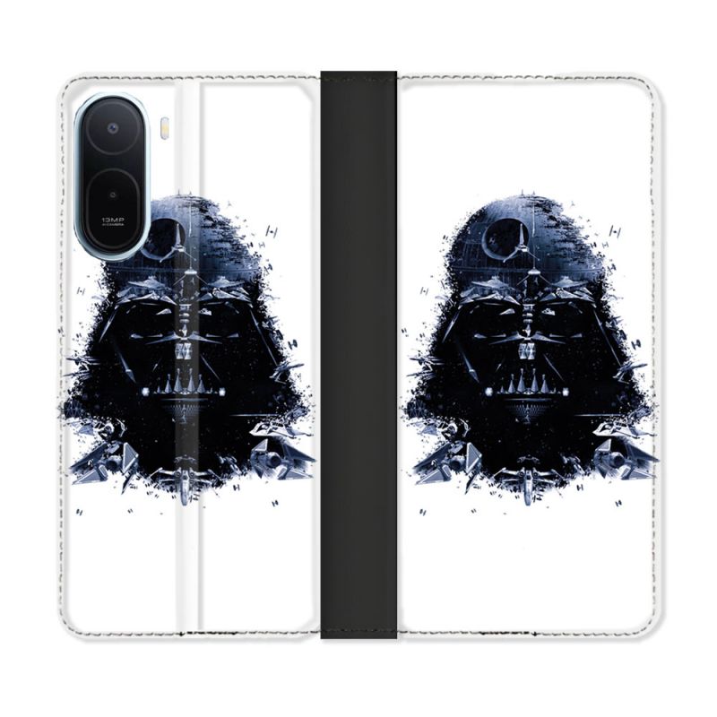 Housse Cuir Portefeuille Pour Xiaomi Redmi A7 Pro Star Wars - Dark Vador Blanc
