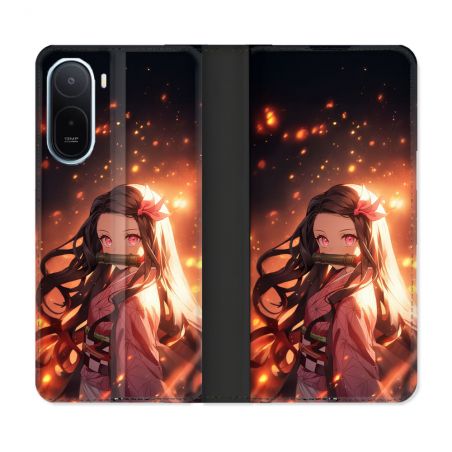 Housse Cuir Portefeuille Pour Xiaomi Redmi A7 Pro Manga Demon Slayer Nezuko Rose