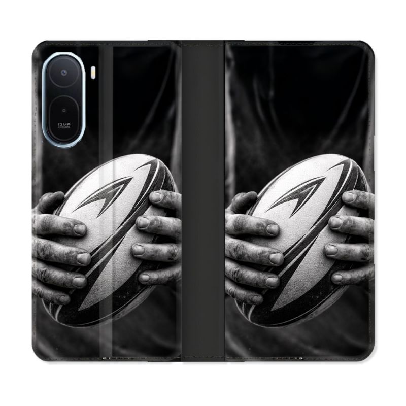 Housse Cuir Portefeuille Pour Xiaomi Redmi A7 Pro Sport Rugby Ballon Moderne