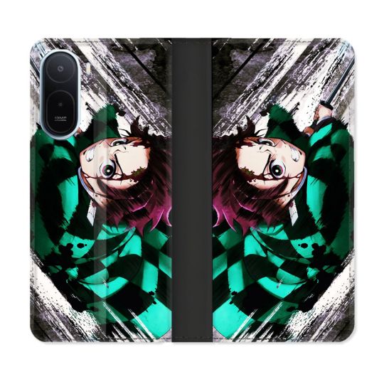 Housse Cuir Portefeuille Pour Xiaomi Redmi A7 Pro Manga Demon Slayer Tanjiro