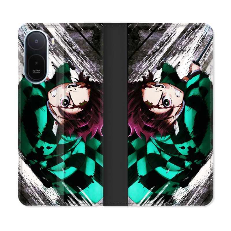 Housse Cuir Portefeuille Pour Xiaomi Redmi A7 Pro Manga Demon Slayer Tanjiro