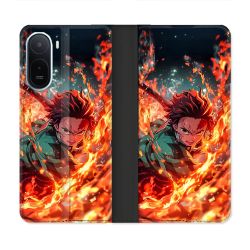 Housse Cuir Portefeuille Pour Xiaomi Redmi A7 Pro Manga Demon Slayer Tanjiro Feu