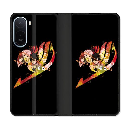 Housse Cuir Portefeuille Pour Xiaomi Redmi A7 Pro Manga Fairy Tail Logo Noir
