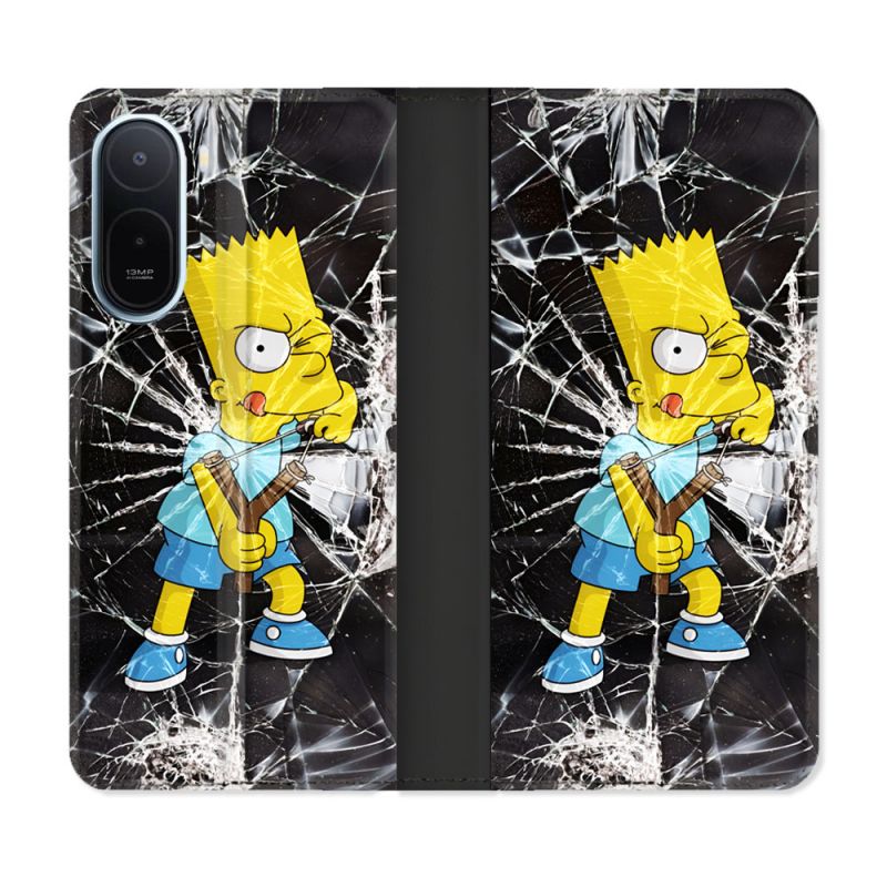 Housse Cuir Portefeuille Pour Xiaomi Redmi A7 Pro Simpson Bart