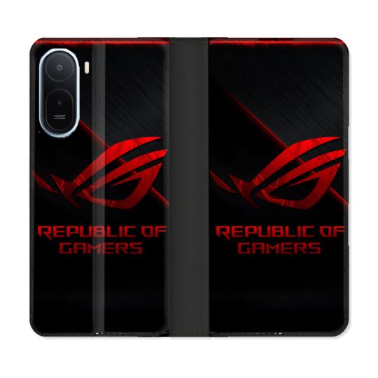 Housse Cuir Portefeuille Pour Xiaomi Redmi A7 Pro ROG Rouge