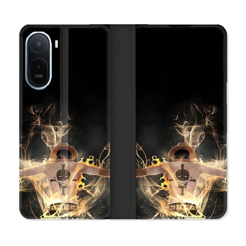 Housse Cuir Portefeuille Pour Xiaomi Redmi A7 Pro Manga One Piece Ace Noir