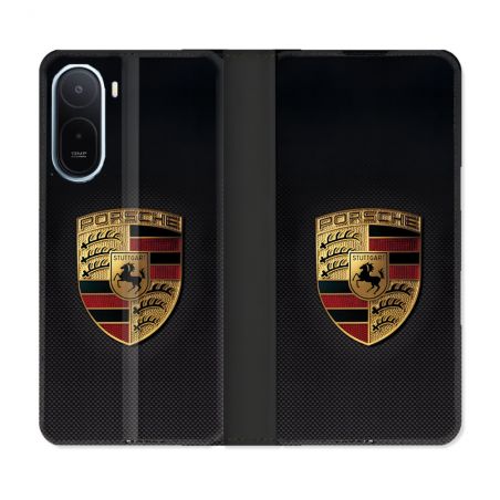 Housse Cuir Portefeuille Pour Xiaomi Redmi A7 Pro Porsche Carbone