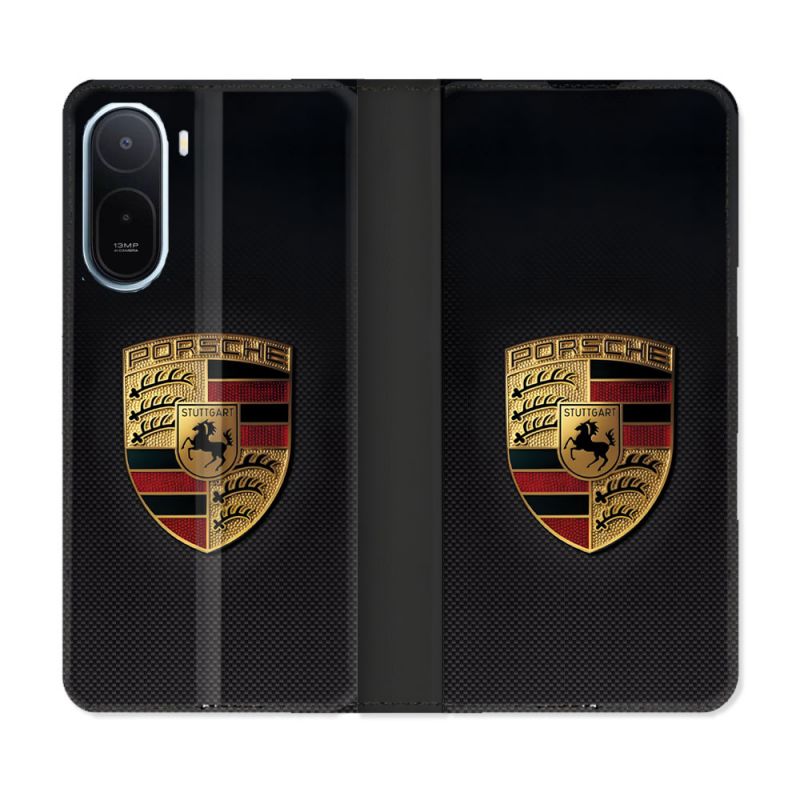 Housse Cuir Portefeuille Pour Xiaomi Redmi A7 Pro Porsche Carbone