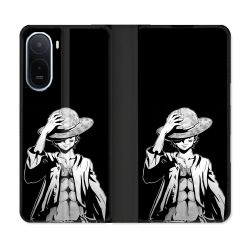 Housse Cuir Portefeuille Pour Xiaomi Redmi A7 Pro Manga One Piece Luffy Noir