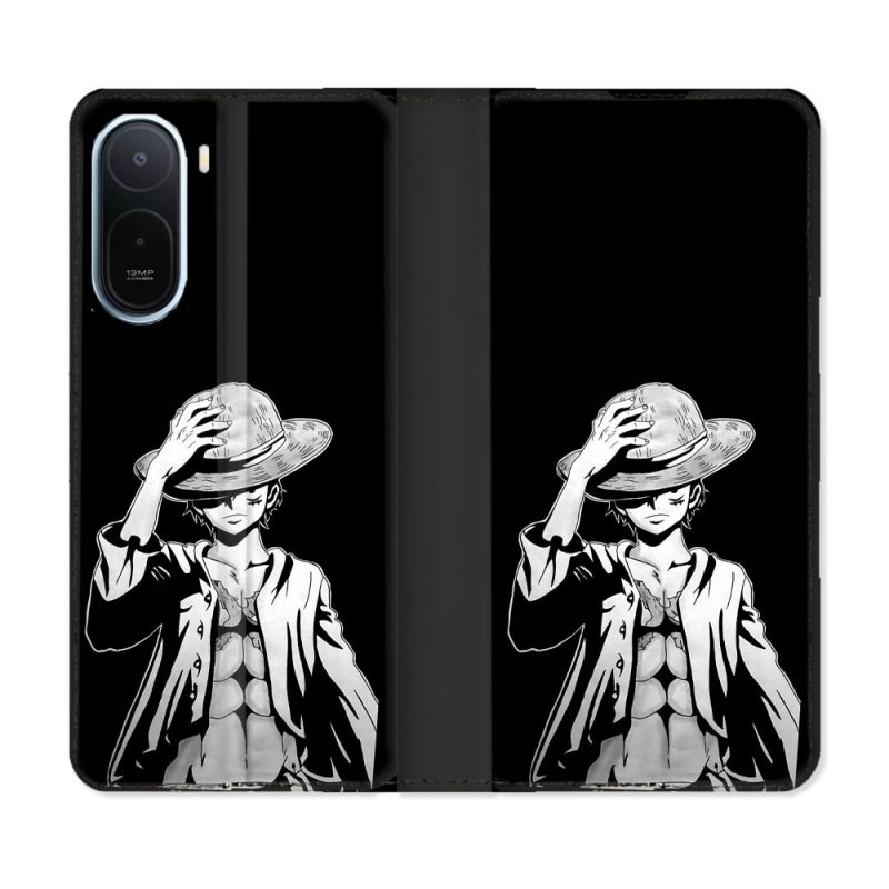 Housse Cuir Portefeuille Pour Xiaomi Redmi A7 Pro Manga One Piece Luffy Noir