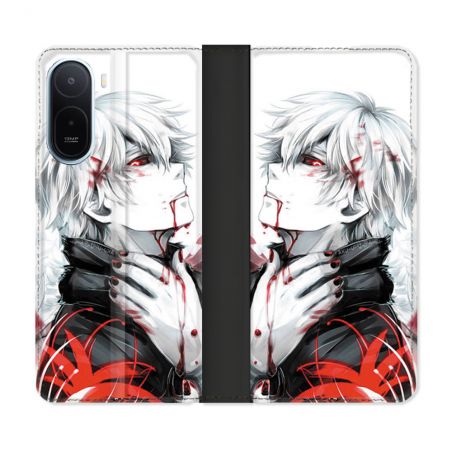 Housse Cuir Portefeuille Pour Xiaomi Redmi A7 Pro Manga Tokyo Ghoul Kaneki Blanc