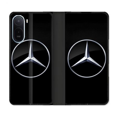 Housse Cuir Portefeuille Pour Xiaomi Redmi A7 Pro Mercedes Carbone