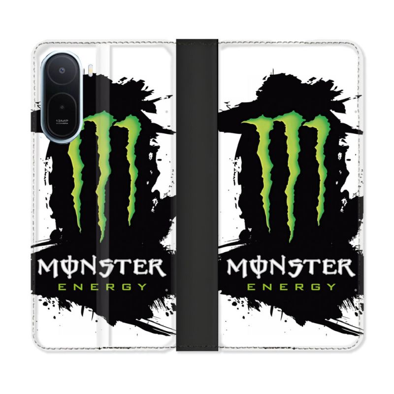 Housse Cuir Portefeuille Pour Xiaomi Redmi A7 Pro Monster Energy Tache