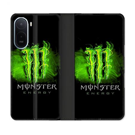 Housse Cuir Portefeuille Pour Xiaomi Redmi A7 Pro Monster Energy Vert