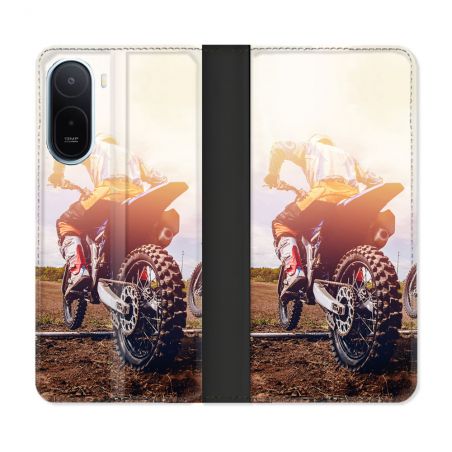Housse Cuir Portefeuille Pour Xiaomi Redmi A7 Pro Moto Cross Soleil