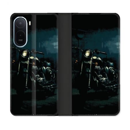 Housse Cuir Portefeuille Pour Xiaomi Redmi A7 Pro Moto Harley Vintage