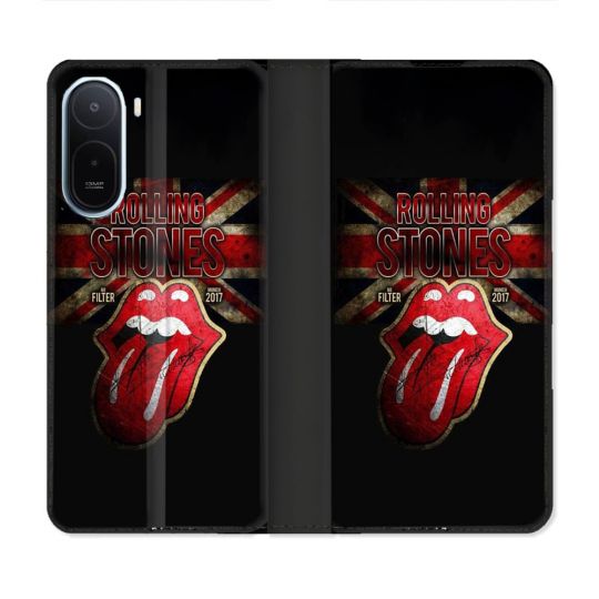 Housse Cuir Portefeuille Pour Xiaomi Redmi A7 Pro Musique Rolling Stones