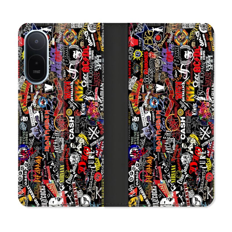 Housse Cuir Portefeuille Pour Xiaomi Redmi A7 Pro Musique Rock Groupe