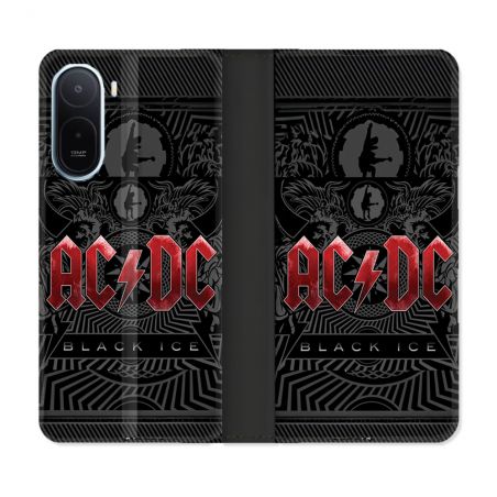 Housse Cuir Portefeuille Pour Xiaomi Redmi A7 Pro Musique Rock ACDC Rouge