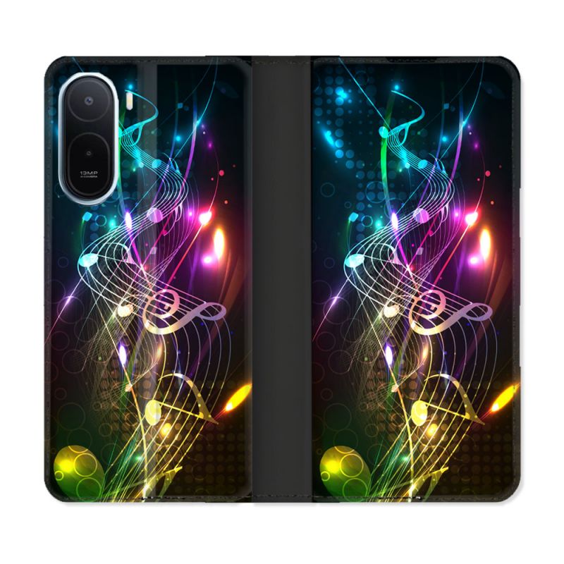 Housse Cuir Portefeuille Pour Xiaomi Redmi A7 Pro Musique Partition Multicolore