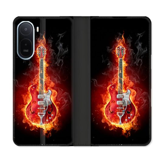 Housse Cuir Portefeuille Pour Xiaomi Redmi A7 Pro Musique Guitare Electrique