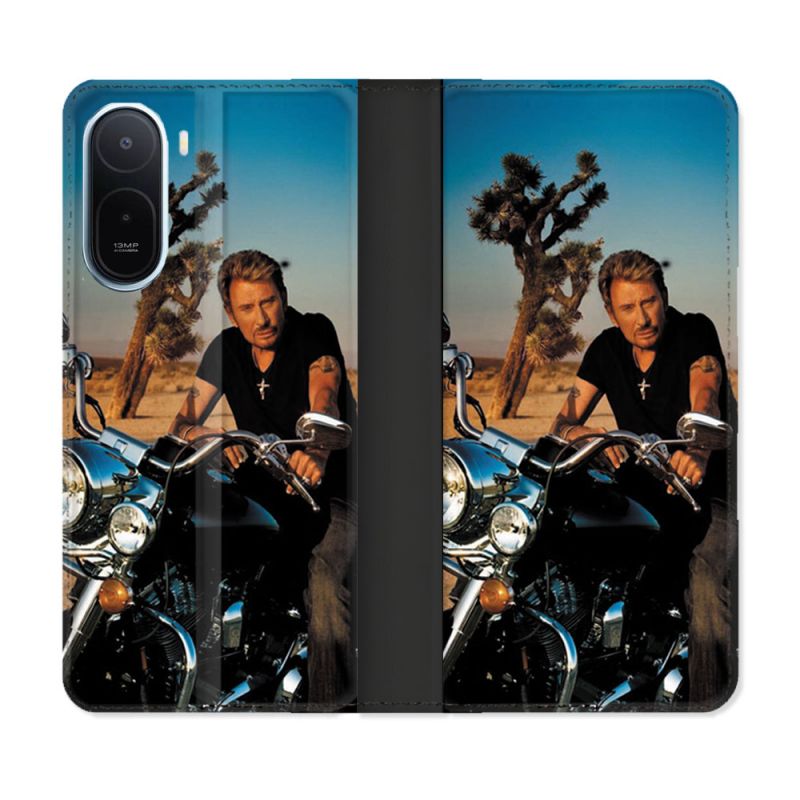 Housse Cuir Portefeuille Pour Xiaomi Redmi A7 Pro Musique Johnny Hallyday Moto
