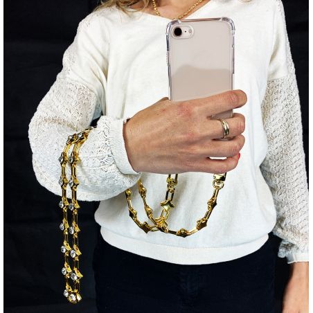 Coque Pour Honor 600 Smart 5G avec Lanière Cordon Bijou Diamant Or Clair