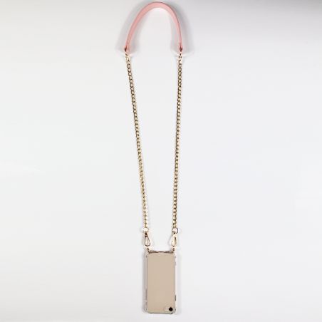 Coque Pour Honor 600 Smart 5G avec Lanière Cordon Chaine et Cuir Rose