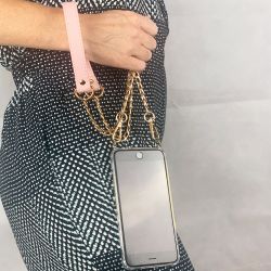 Coque Pour Honor 600 Smart 5G avec Lanière Cordon Chaine et Cuir Rose