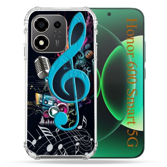 Coque Renforcée Pour Honor 600 Smart 5G Musique Cle Sol Bleu