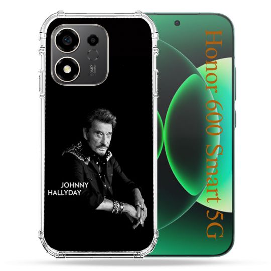 Coque Renforcée Pour Honor 600 Smart 5G Musique Johnny Hallyday Noir