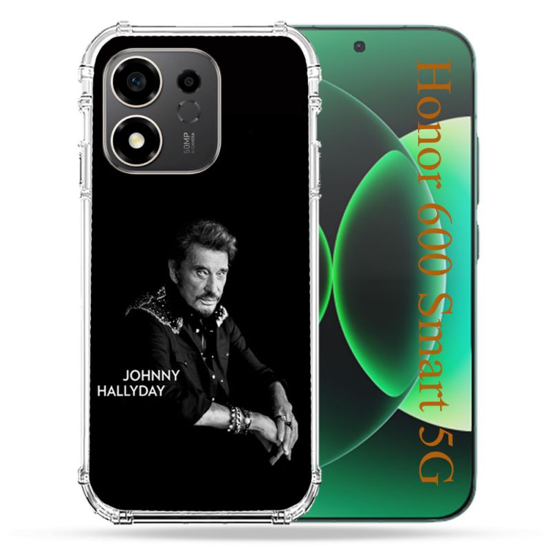 Coque Renforcée Pour Honor 600 Smart 5G Musique Johnny Hallyday Noir