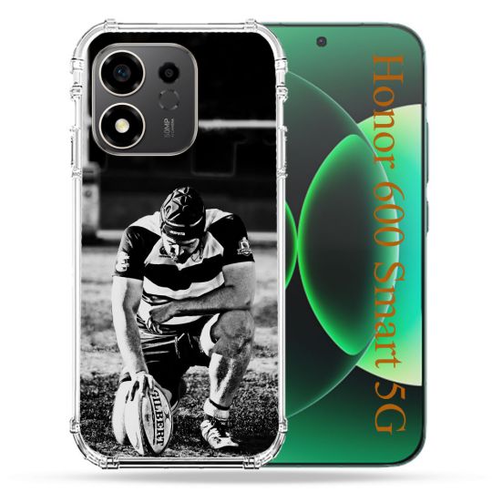Coque Renforcée Pour Honor 600 Smart 5G Sport Rugby Noir Blanc