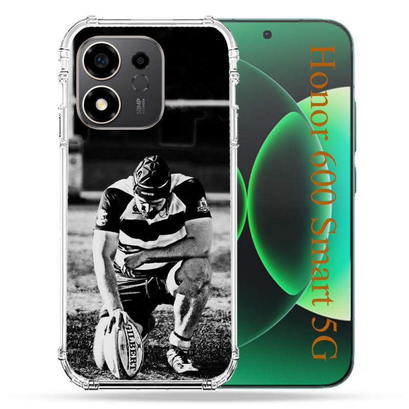 Coque Renforcée Pour Honor 600 Smart 5G Sport Rugby Noir Blanc